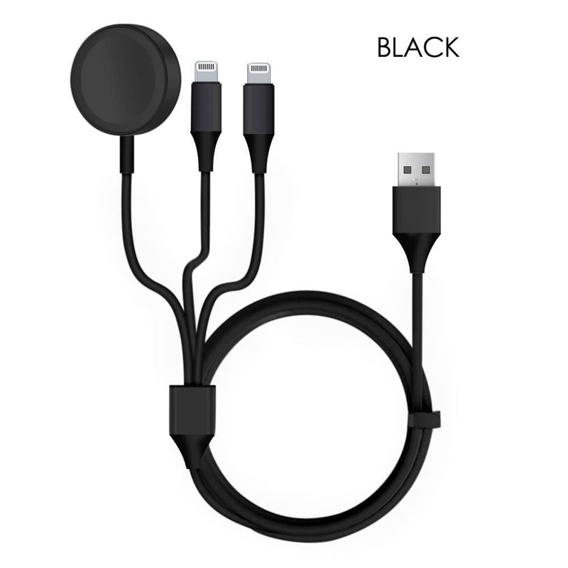 3-in-1 Apple iPhone & Watch Charger Mobile Accessories Black - DailySale