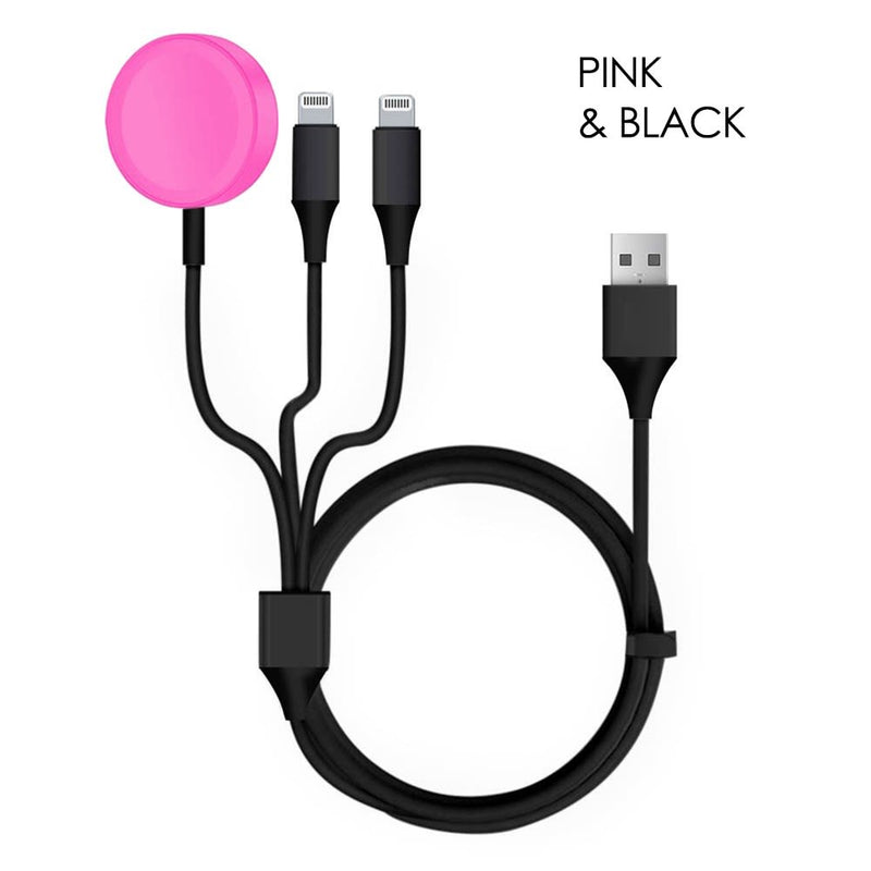 3-in-1 Apple iPhone & Watch Charger Mobile Accessories Black/Pink - DailySale