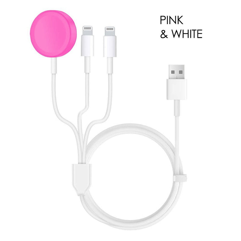 3-in-1 Apple iPhone & Watch Charger Mobile Accessories Pink/White - DailySale