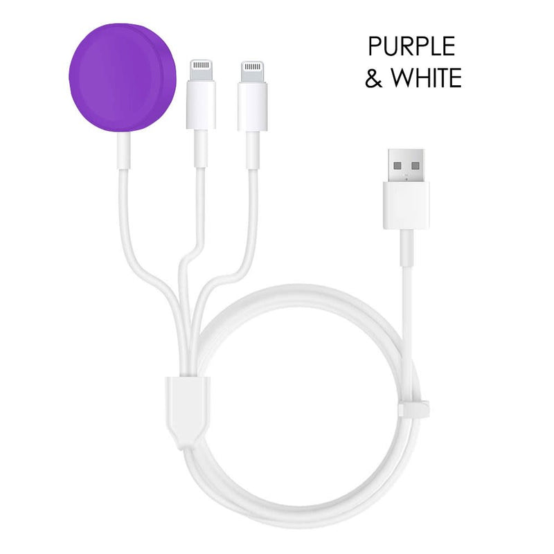 3-in-1 Apple iPhone & Watch Charger Mobile Accessories Purple/White - DailySale