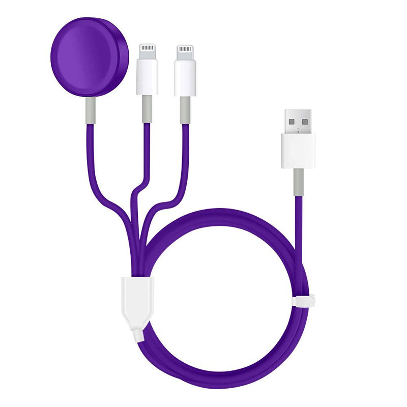 3-in-1 Apple Watch and iPhone Charger Mobile Accessories Purple - DailySale