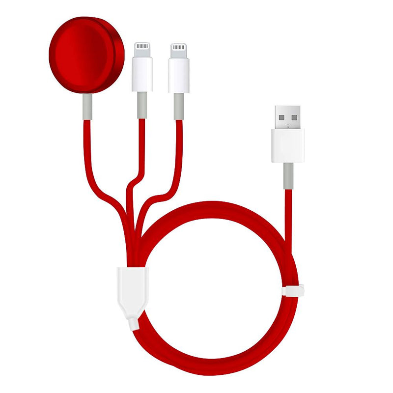 3-in-1 Apple Watch and iPhone Charger Mobile Accessories Red - DailySale