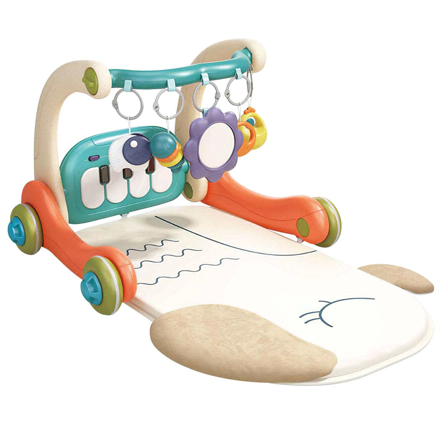 3-in-1 Baby Gym Playmat with Learning Walker for 0-12 Months Old Baby - DailySale