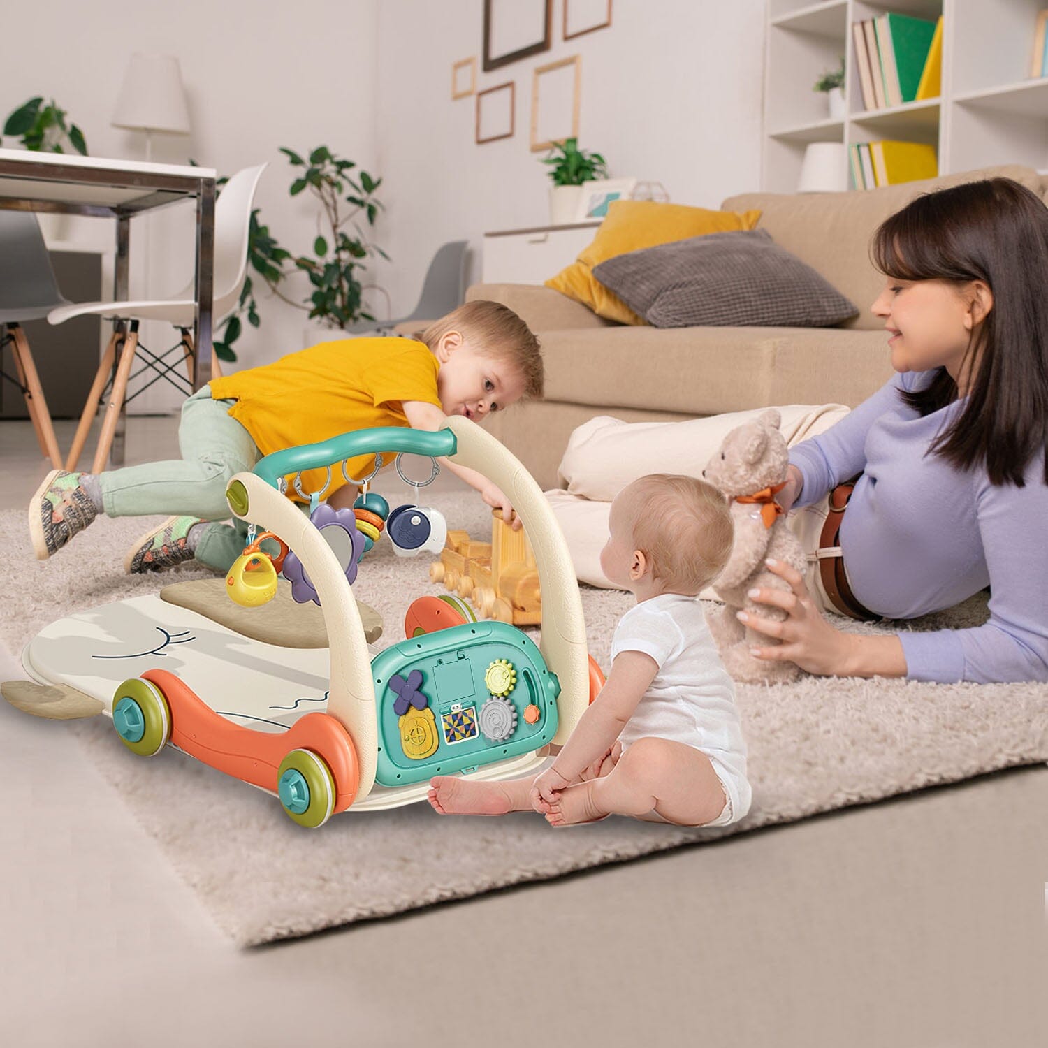 3-in-1 Baby Gym Playmat with Learning Walker for 0-12 Months Old Baby - DailySale