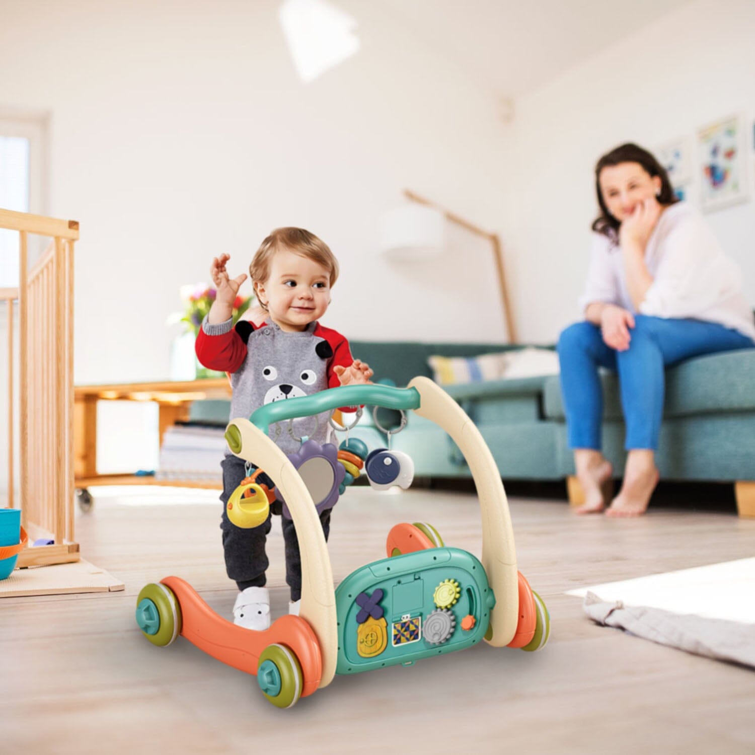 3-in-1 Baby Gym Playmat with Learning Walker for 0-12 Months Old Baby - DailySale