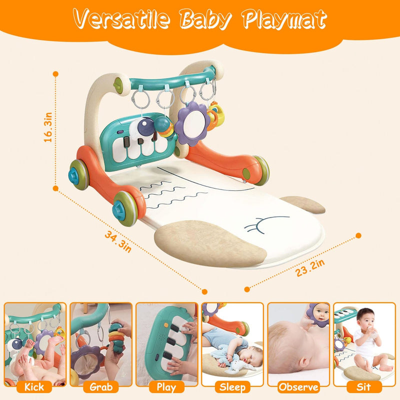 3-in-1 Baby Gym Playmat with Learning Walker for 0-12 Months Old Baby - DailySale