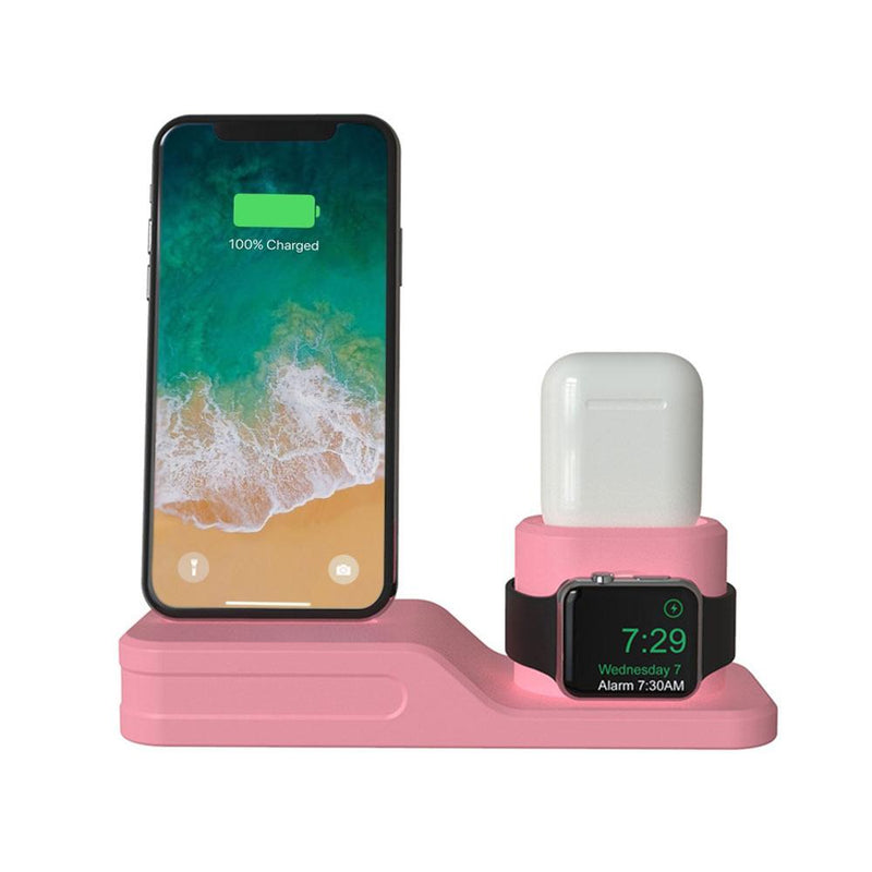 3-in-1 Charging Dock for Apple iPhone, Watch & AirPod Gadgets & Accessories Pink - DailySale
