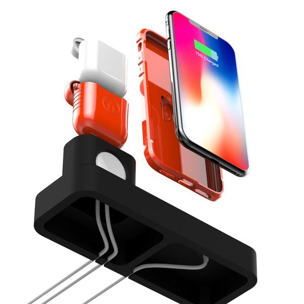 3-in-1 Charging Station Silicone for Apple Watch, Airpods, and iPhone Mobile Accessories - DailySale