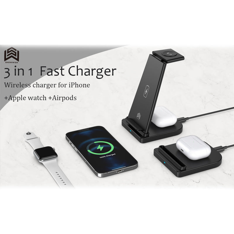 3-in-1 Foldable Fast Wireless Charging Stand Mobile Accessories - DailySale