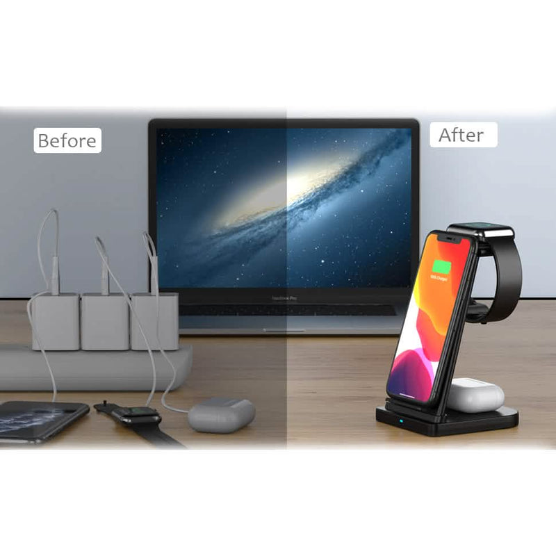3-in-1 Foldable Fast Wireless Charging Stand Mobile Accessories - DailySale