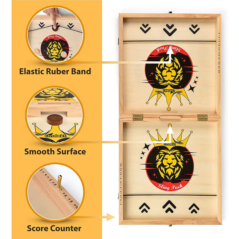 3-in-1 Foldable Wooden Fast Sling Puck Game Toys & Games - DailySale