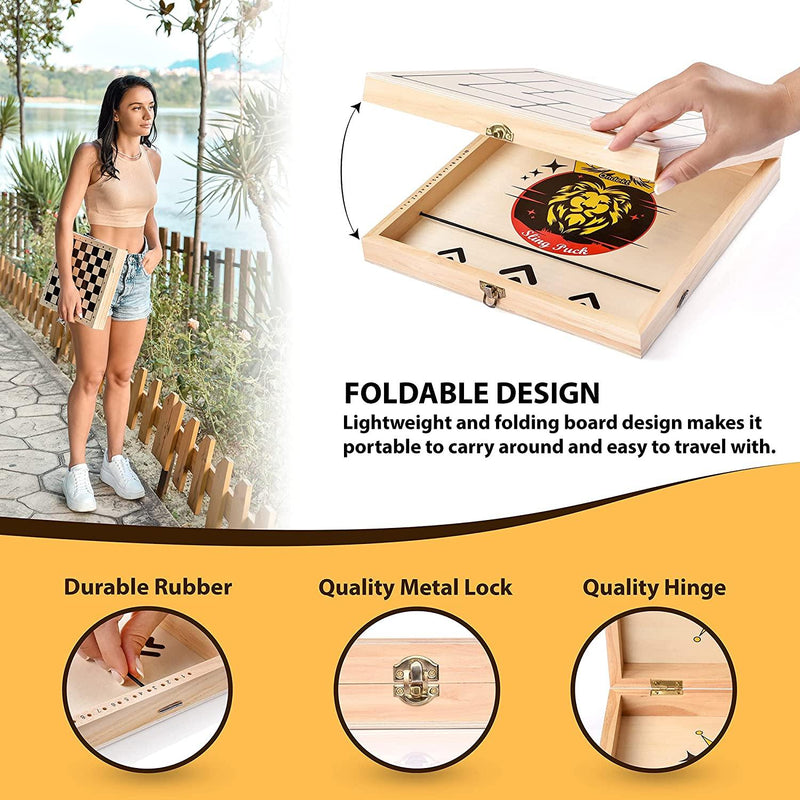3-in-1 Foldable Wooden Fast Sling Puck Game Toys & Games - DailySale