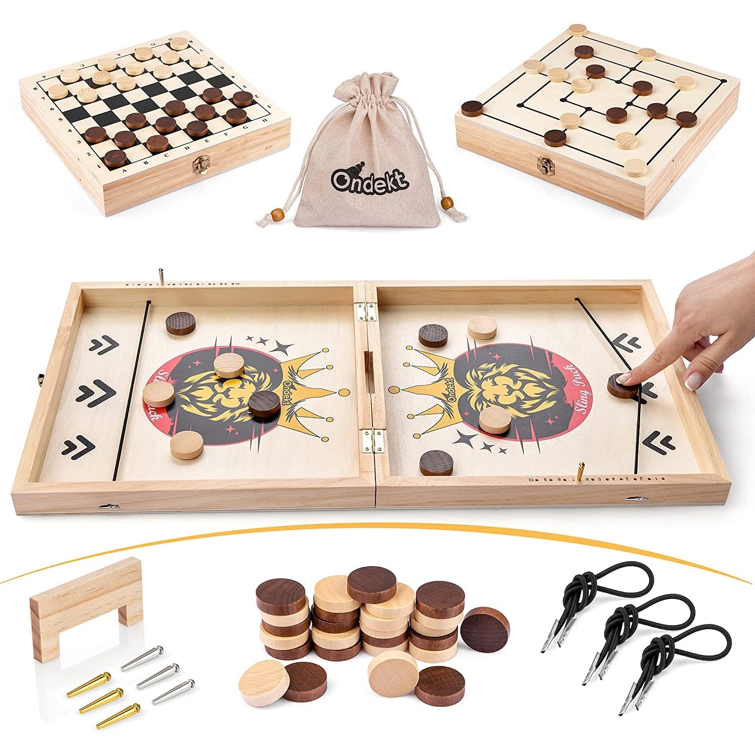 3-in-1 Foldable Wooden Fast Sling Puck Game Toys & Games - DailySale