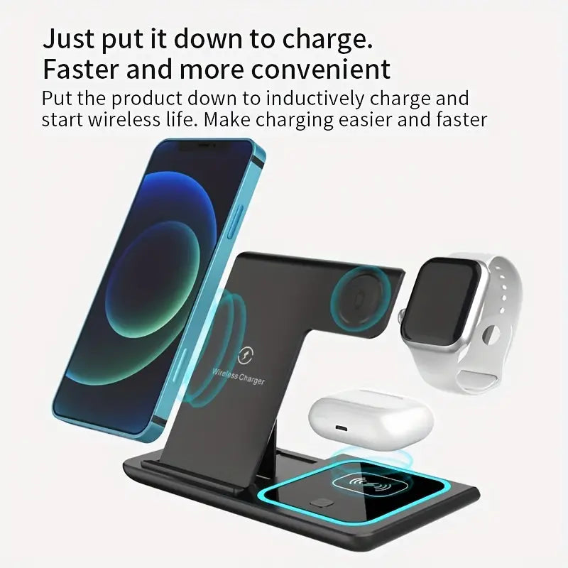 3-in-1 Folding Fast Wireless Charger Station Mobile Accessories - DailySale