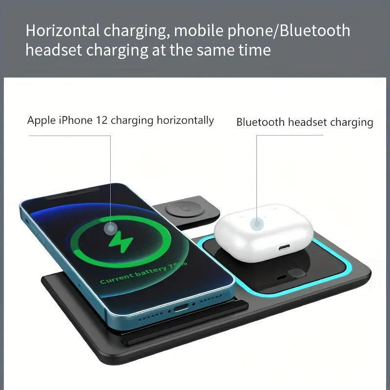 3-in-1 Folding Fast Wireless Charger Station Mobile Accessories - DailySale