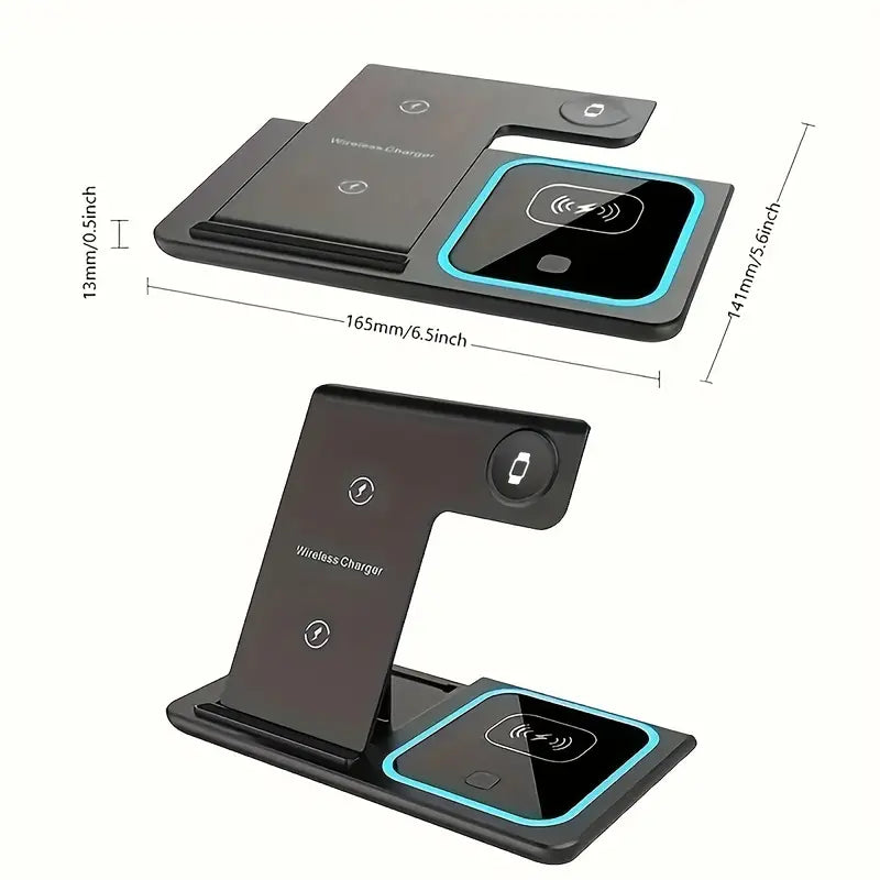 3-in-1 Folding Fast Wireless Charger Station Mobile Accessories - DailySale