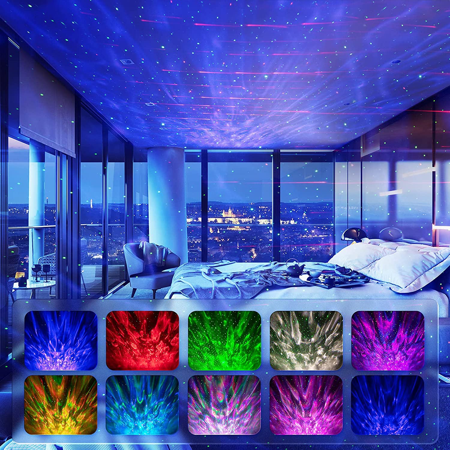 3-in-1 Galaxy Night Light Projector with Remote Control Indoor Lighting - DailySale