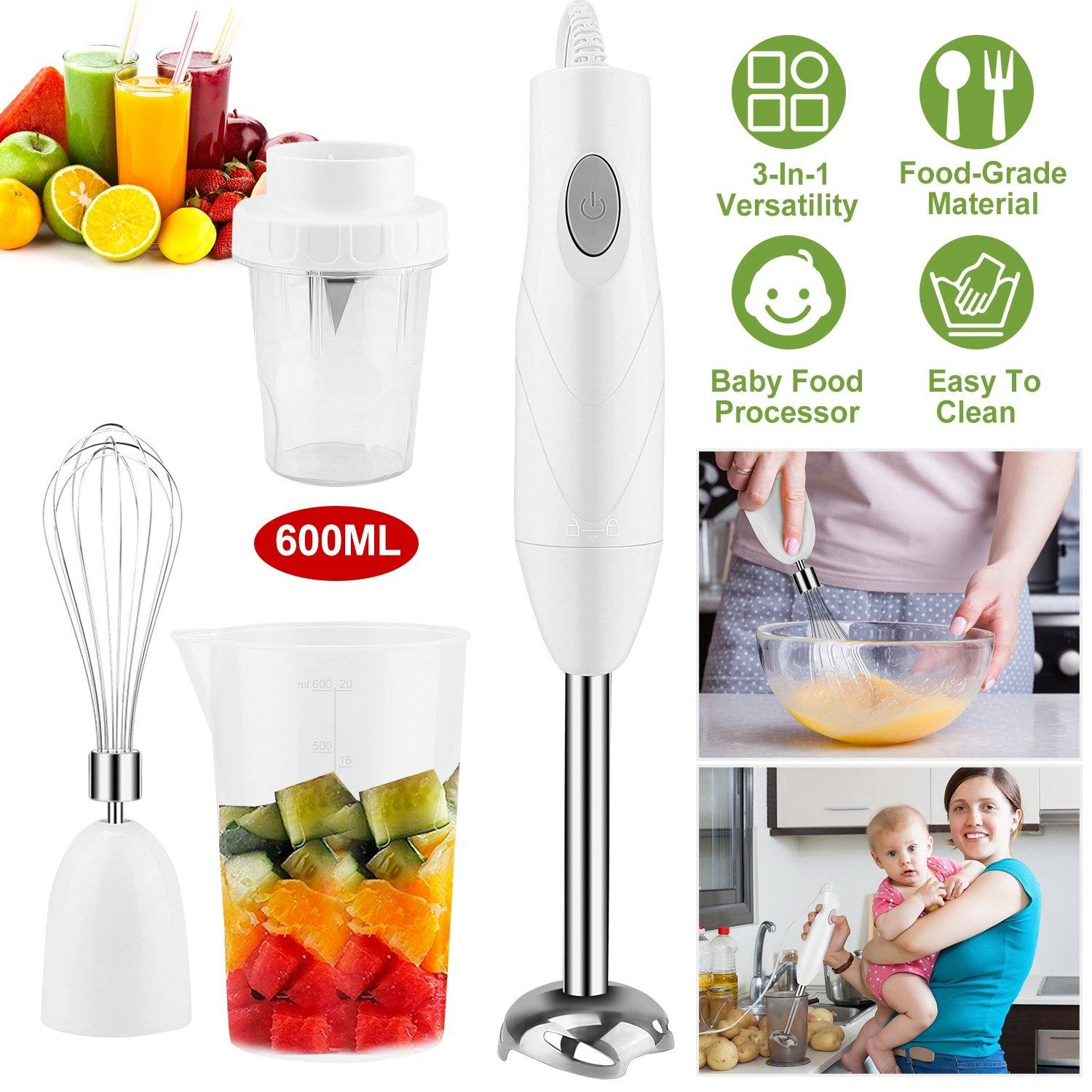 3-in-1 Immersion Hand Blender Multifunctional Stick Kitchen & Dining - DailySale