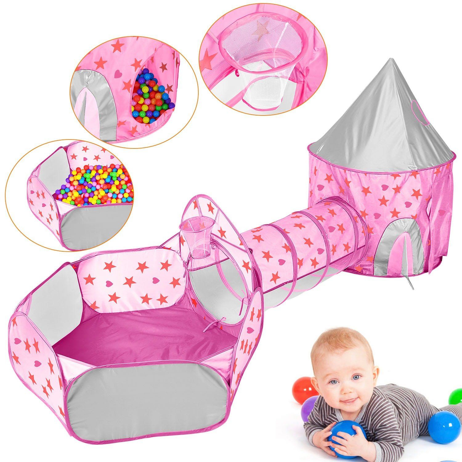 3-in-1 Kids Play Tent Ball Pit Set