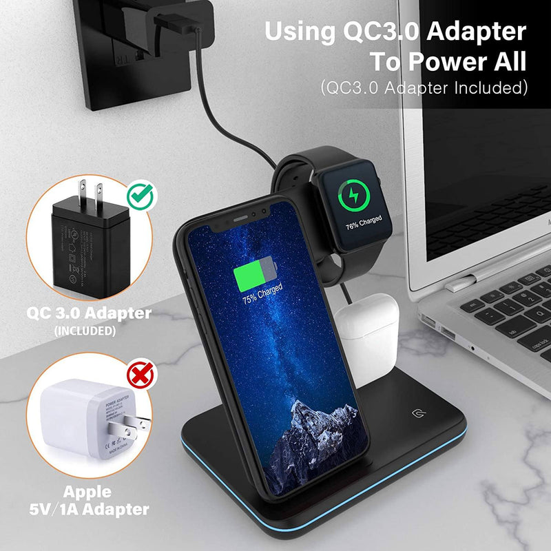 3-in-1 Qi-Certified 15W Fast Charging Station