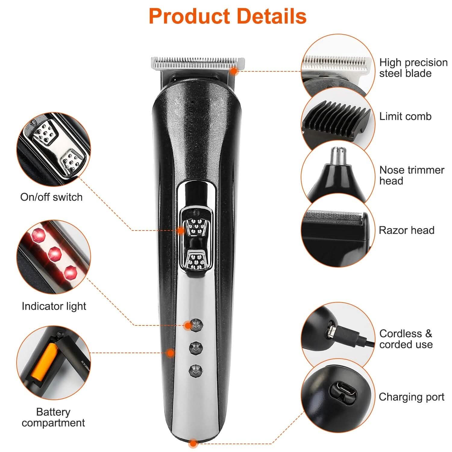 3-in-1 Rechargeable Hair Clipper Cordless Hair Trimmer Shaver Men's Grooming - DailySale