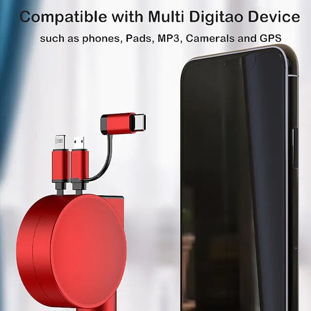 3-in-1 Retractable Car Phone Charger Automotive - DailySale