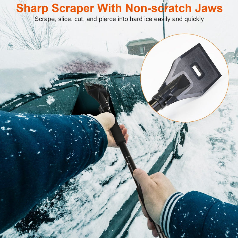 Ice Scraper and Snow Brush for Car Windshield Scratch-Free Bristle Head  Tough Ice Scraper Winter Car Care Red