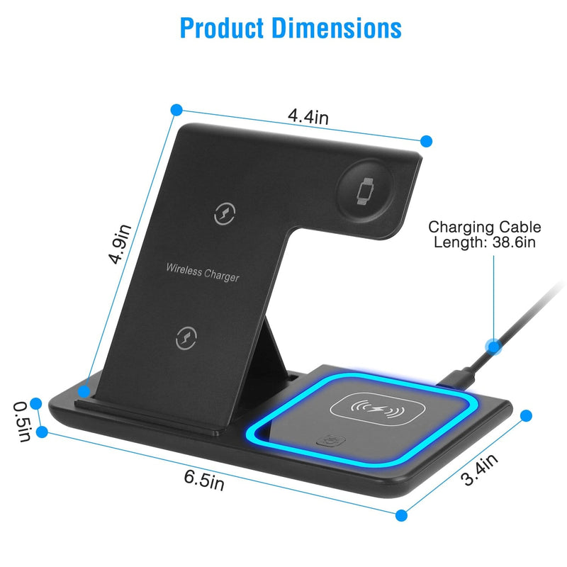 3-in-1 Wireless Fast Charging Station Dock Foldable Mobile Accessories - DailySale