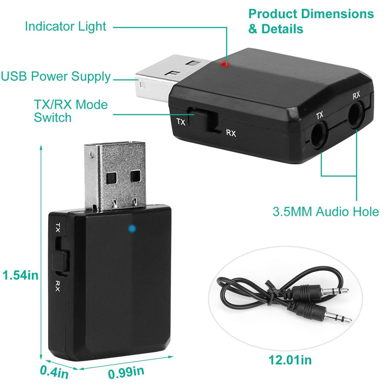 3 in 1 Wireless V5.0 USB Audio Transmitter Receiver Headphones & Audio - DailySale
