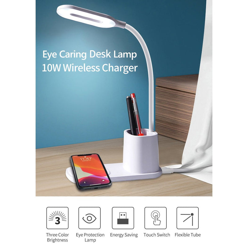 3-in-110W QI Fast Wireless Charging Stand Wireless Charger with Desk Lamp Indoor Lighting - DailySale