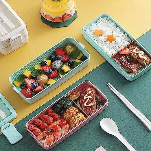 3-Layer Stackable Bento Box Japanese Lunch Box Kit with Spoon & Fork Kitchen Tools & Gadgets - DailySale
