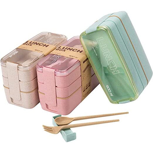 3-Layer Stackable Bento Box Japanese Lunch Box Kit with Spoon & Fork Kitchen Tools & Gadgets - DailySale