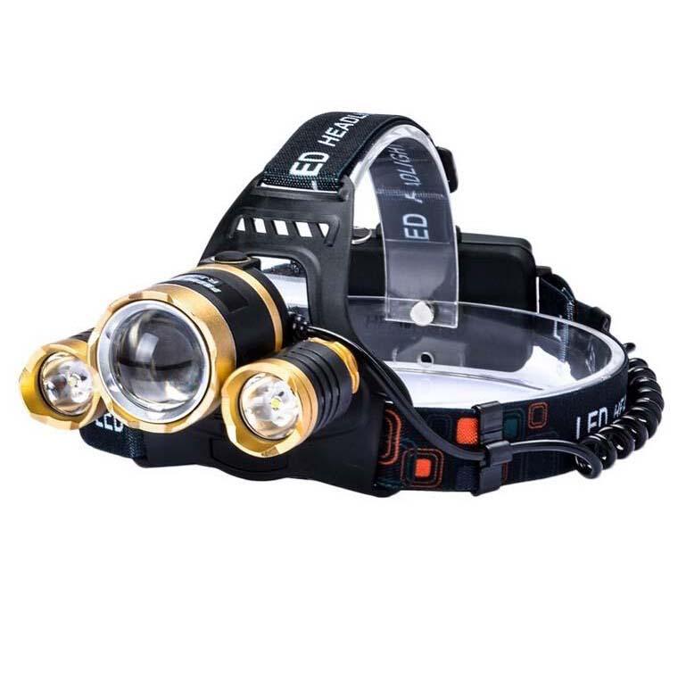 3 LED XM-L T6 Waterproof Headlamp LED Torch Flashlight Outdoor Lighting Gold - DailySale