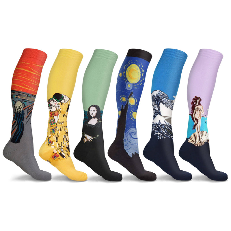 3 or 6-Pairs: DCF Famous Art Paintings Compression Socks Everything Else Set A & B S/M - DailySale