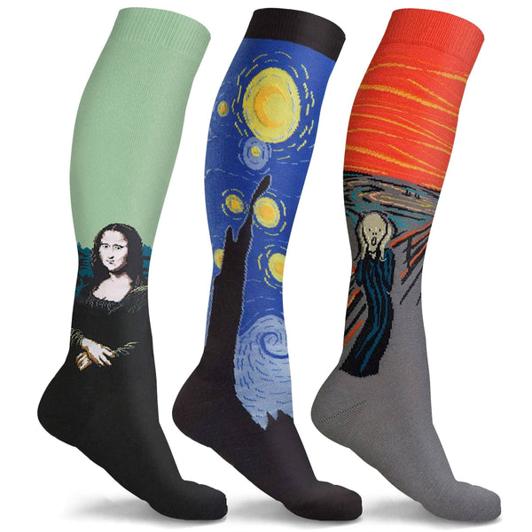 3 or 6-Pairs: DCF Famous Art Paintings Compression Socks Everything Else Set A S/M - DailySale