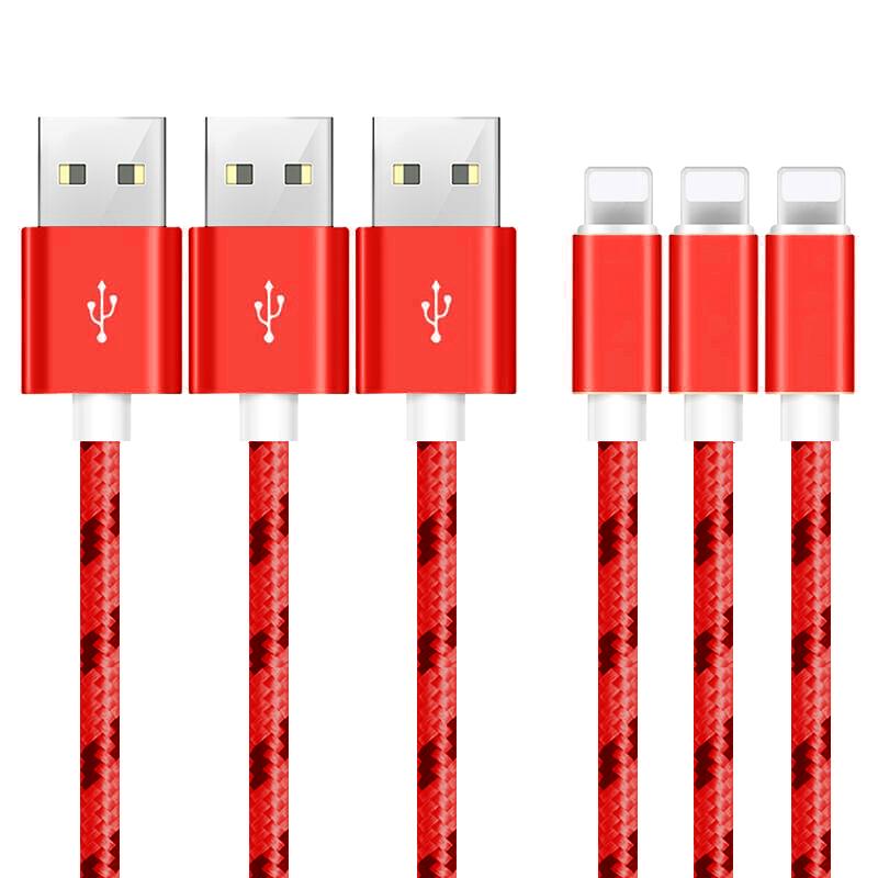 3-Pack: 10 Ft Apple Charger Mobile Accessories Red - DailySale