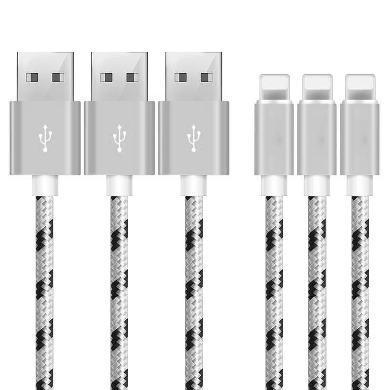 3-Pack: 10 Ft Apple Charger Mobile Accessories Silver - DailySale