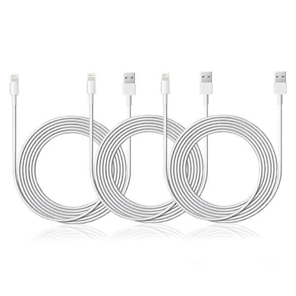 3-Pack: 10ft Apple-Certified Lightning Cable Mobile Accessories - DailySale