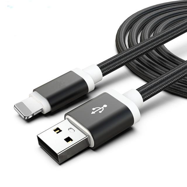 3-Pack: 10FT Heavy Duty Braided iPhone Lightning USB Cable Mobile Accessories Black - DailySale