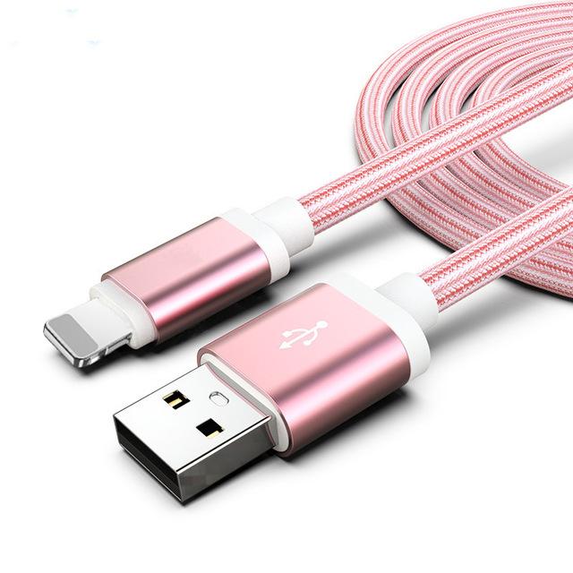 6ft Long MFI Certified Phone Charger Cable - Heavy-Duty Durable Braided  Data Sync Lightning to USB Charging Cables Cords for iPhones - Pink 