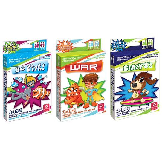 3-Pack: 2-in-1 Kids' Card Games Toys & Hobbies War/ Go Fish/ Crazy 8’s - DailySale
