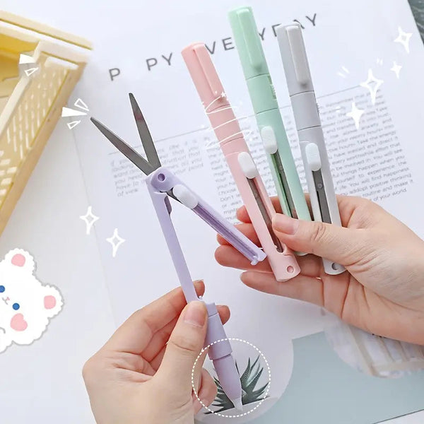3-Pack: 2-in-1 Pen Style Scissors with Paper Cutter Arts & Crafts - DailySale