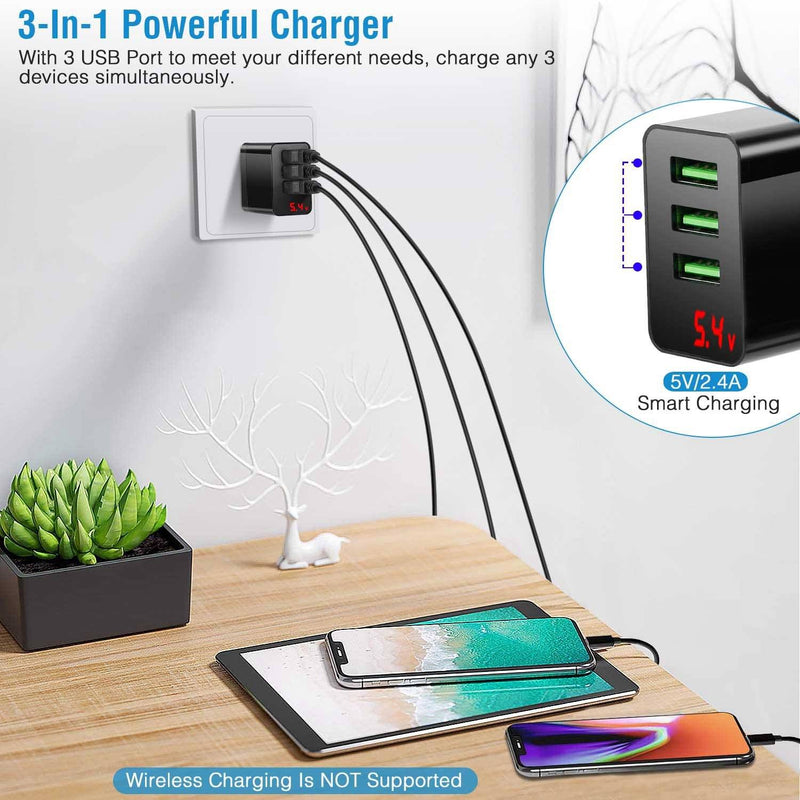 3-Pack: 3-Port USB Wall Charger Mobile Accessories - DailySale