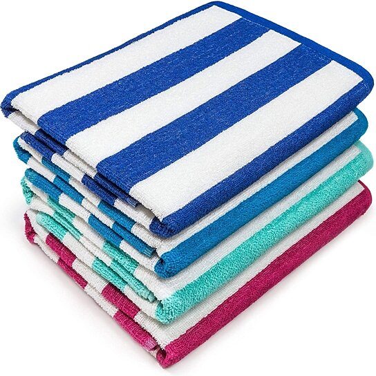 3-Pack: 30" x 60" Ultra-Soft 100% Cotton Striped Pool Cabana Hotel Beach Towels Bath - DailySale