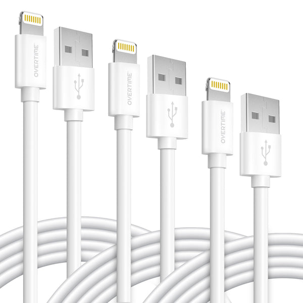 3-Pack: 4 Ft. Overtime Apple MFI Certified Lightning Cable Mobile Accessories - DailySale