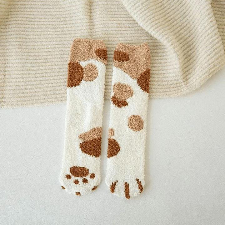 3-Pack: Autumn and Winter Cat Claws Socks Wellness & Fitness Dot Khaki - DailySale