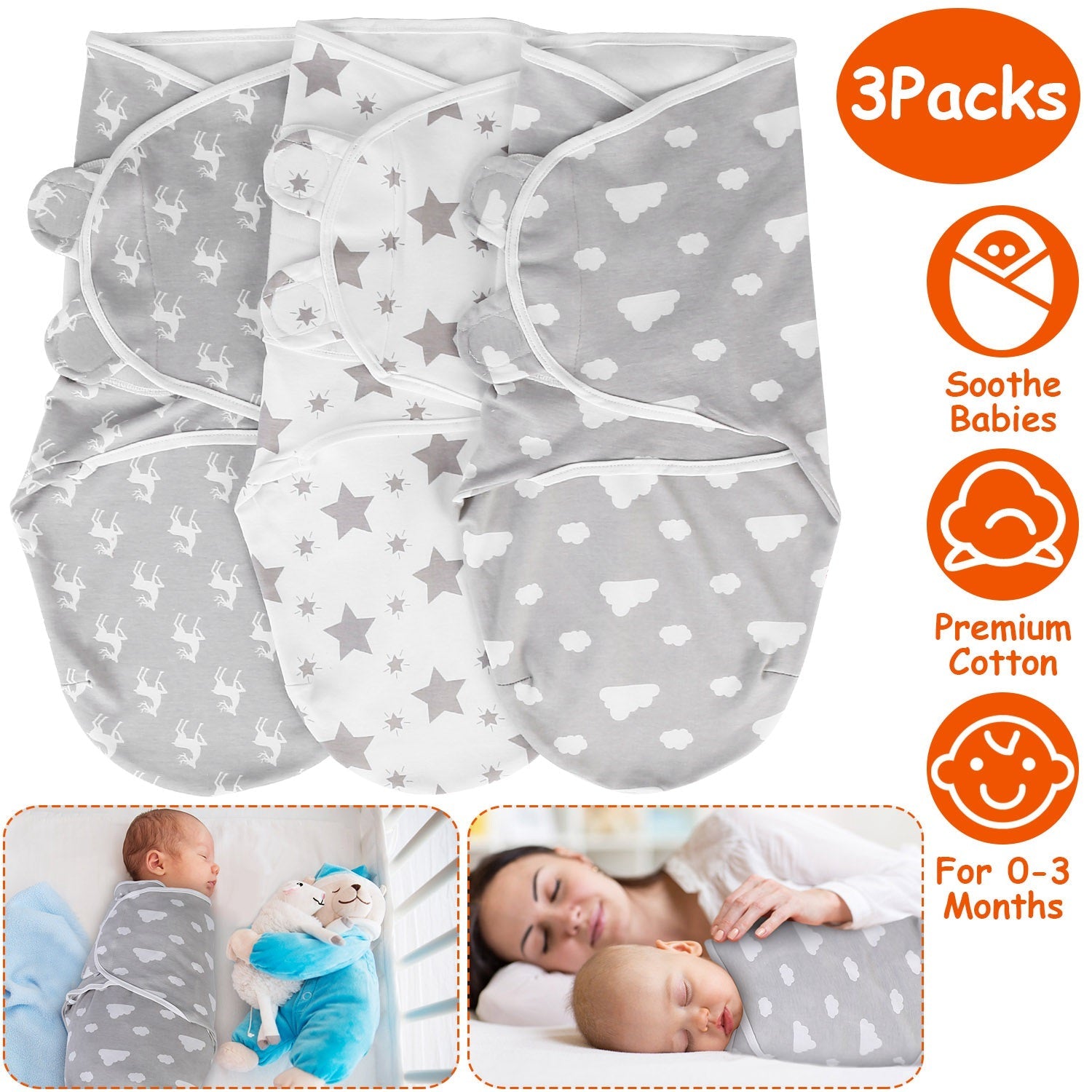 3-Pack: Baby New Born Swaddle Wrap Baby - DailySale