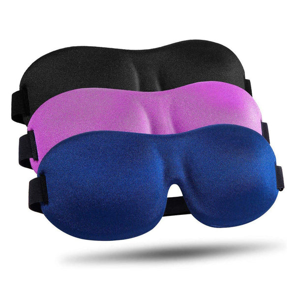 3-Pack: Blackout Eye Mask with Adjustable Strap Bedding Black/Blue/Purple - DailySale