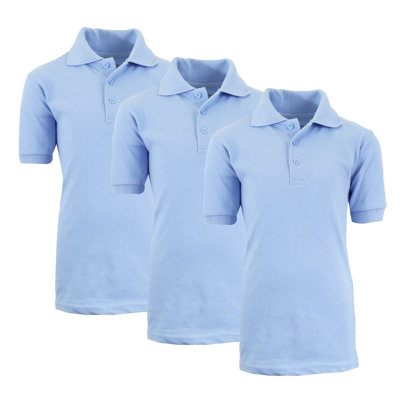 3-Pack: Boys School Uniform Polo Men's Tops Blue 4 - DailySale