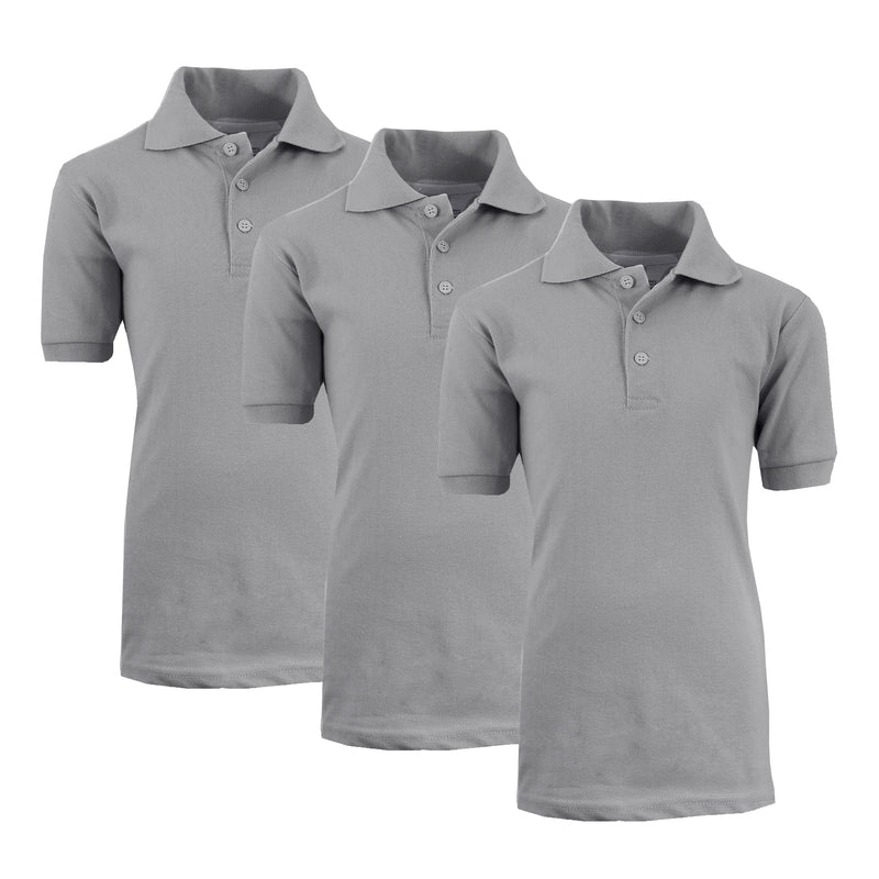 3-Pack: Boys School Uniform Polo Men's Tops Gray 4 - DailySale